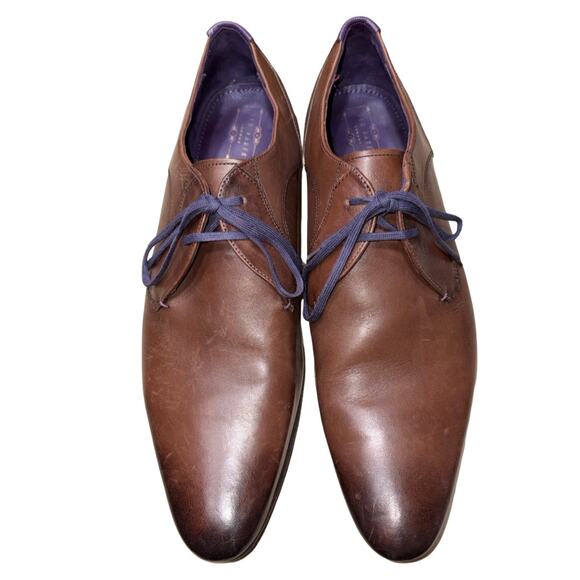 Ted Baker Martt 2 Brown Burnished Leather Derby Shoes    Size: US 11 main image 5